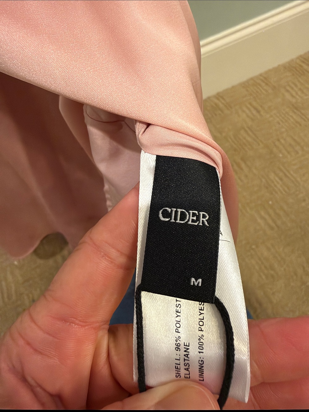 Cider Blush Pink Long-Sleeve Midi Dress with Tie Waist-NWOT - Picture 2 of 5